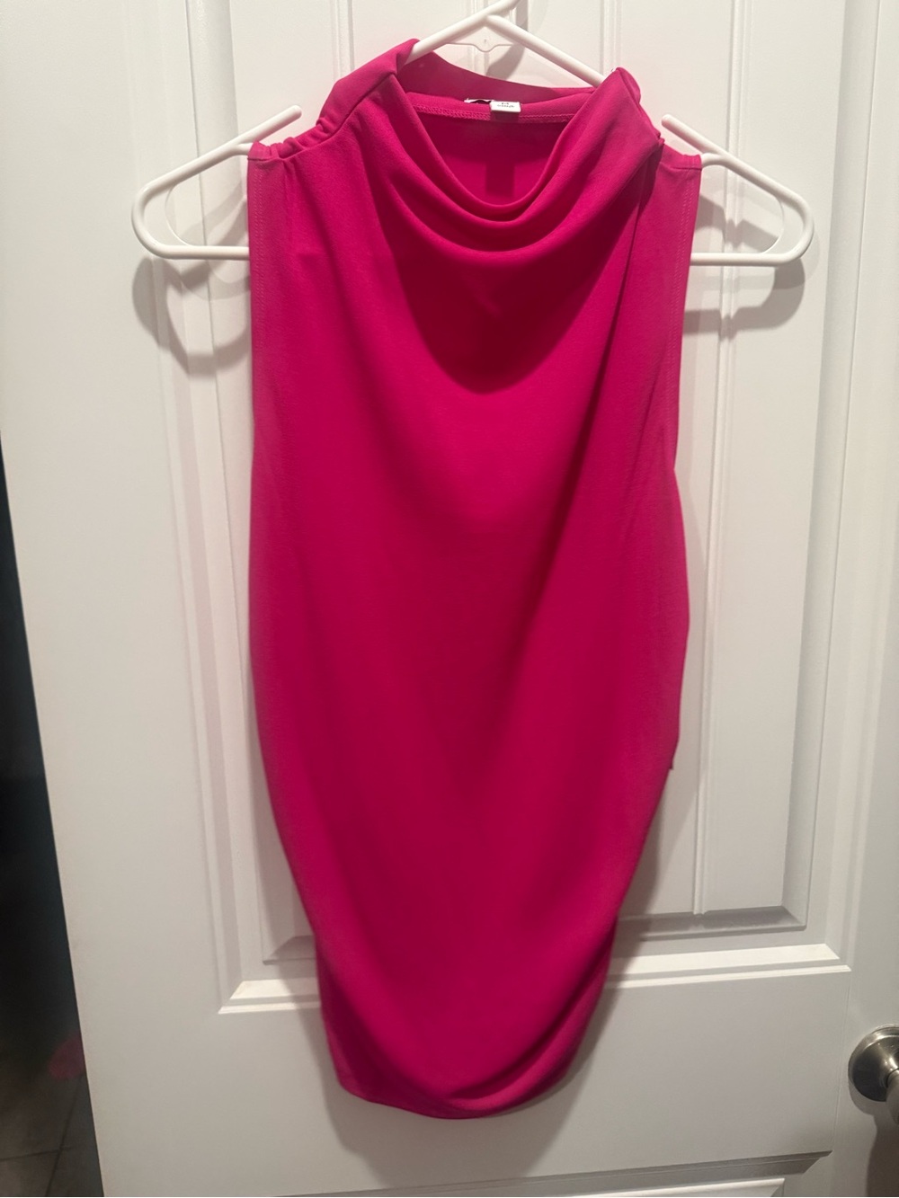 Sleeveless Mock Neck Top in Bright Fuchsia